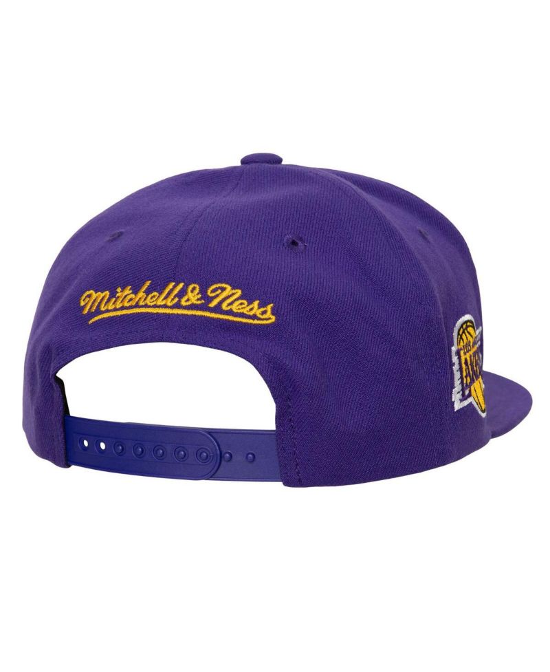 Men's White, Purple Los Angeles Lakers Retro Sport Colorblock Script Snapback Hat