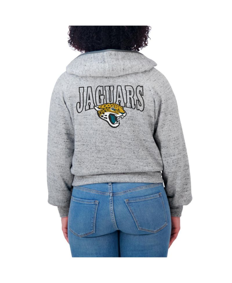 Women's Heather Gray Jacksonville Jaguars Speckled Fleece Cropped Full-Zip Hoodie