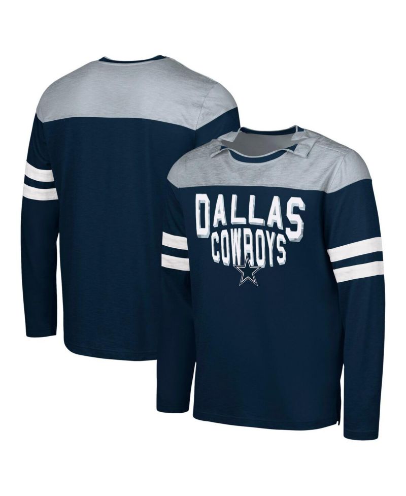 Men's Navy/Silver Dallas Cowboys Adaptive Hail Mary Long Sleeve T-Shirt