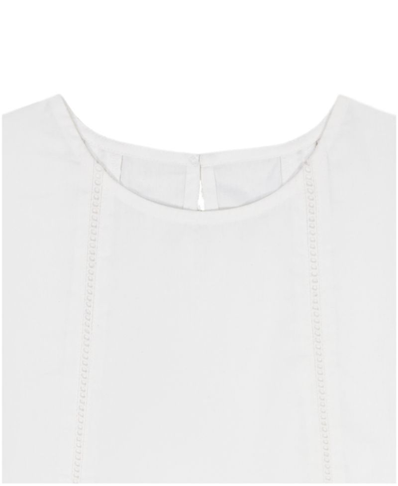Girls' 8-16 Poplin Short-Sleeve Flutter Top