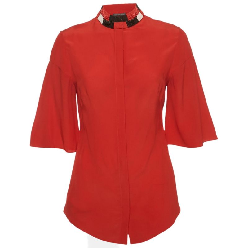 Women's Silk Beaded High Neck Top