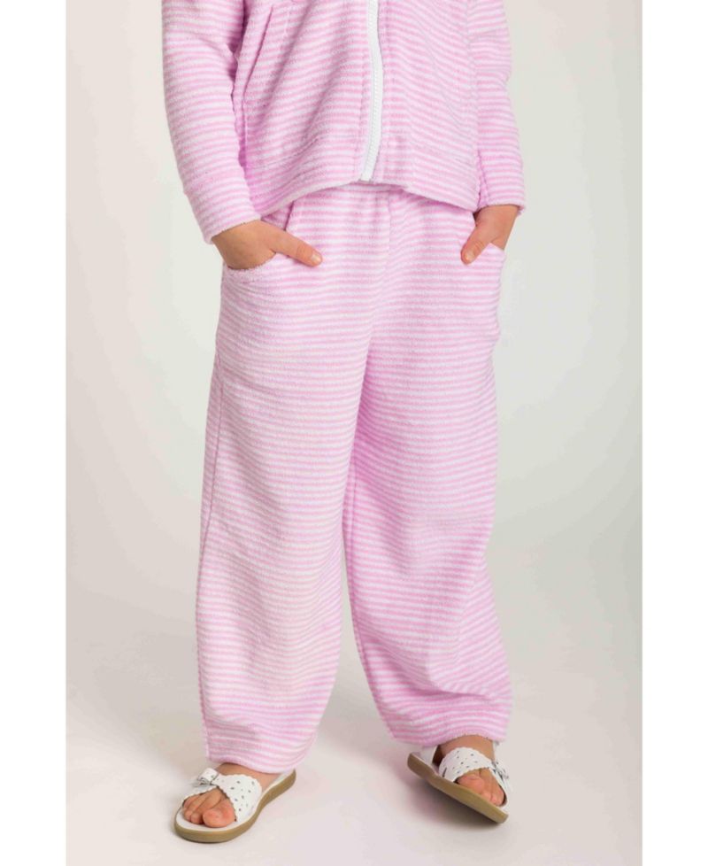 Little Girls Stripe Terry Wide Leg Pant