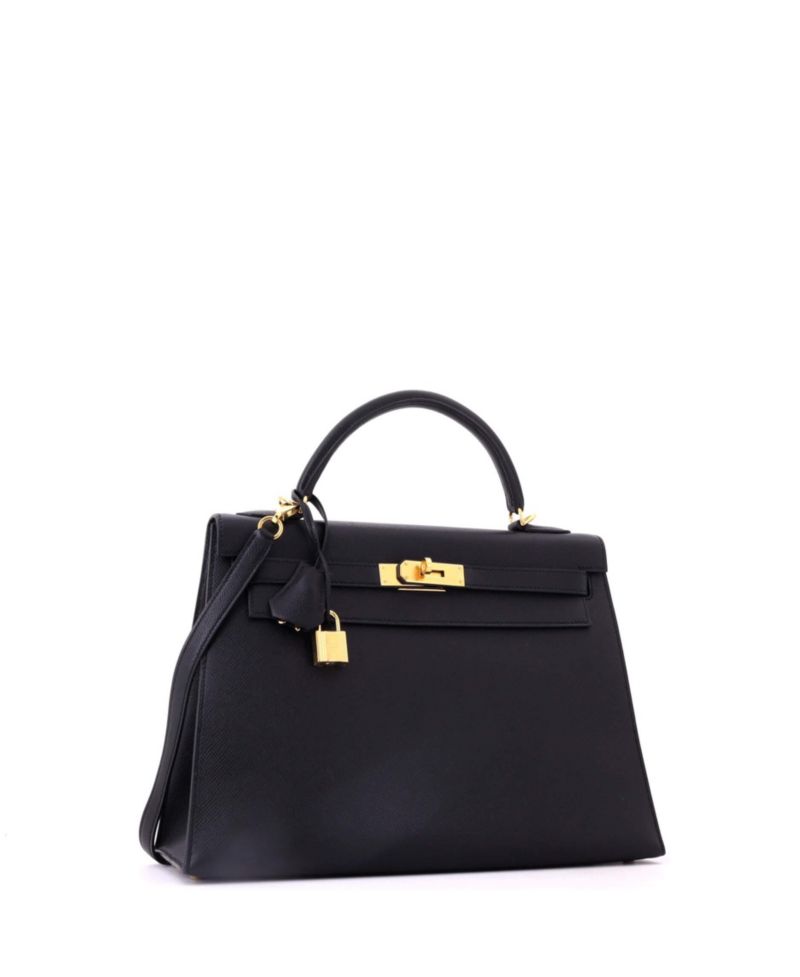 Kelly 32 Handbag Black Epsom with Gold Hardware