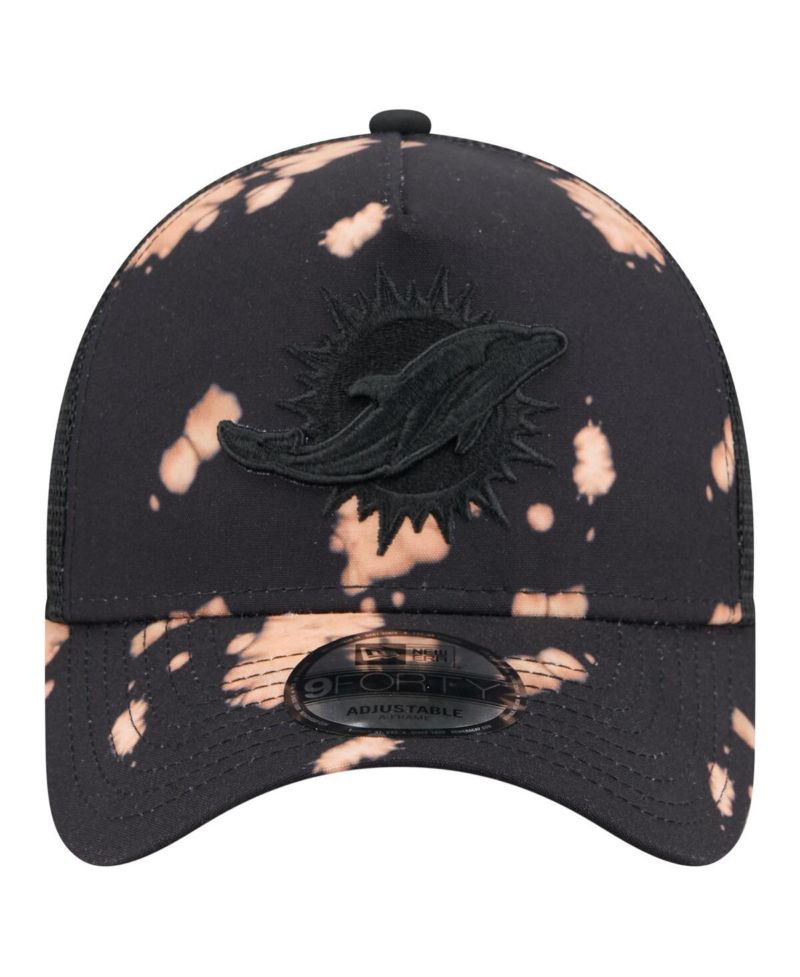 Men's Black Miami Dolphins Bleached 9FORTY A-Frame Adjustable Hat