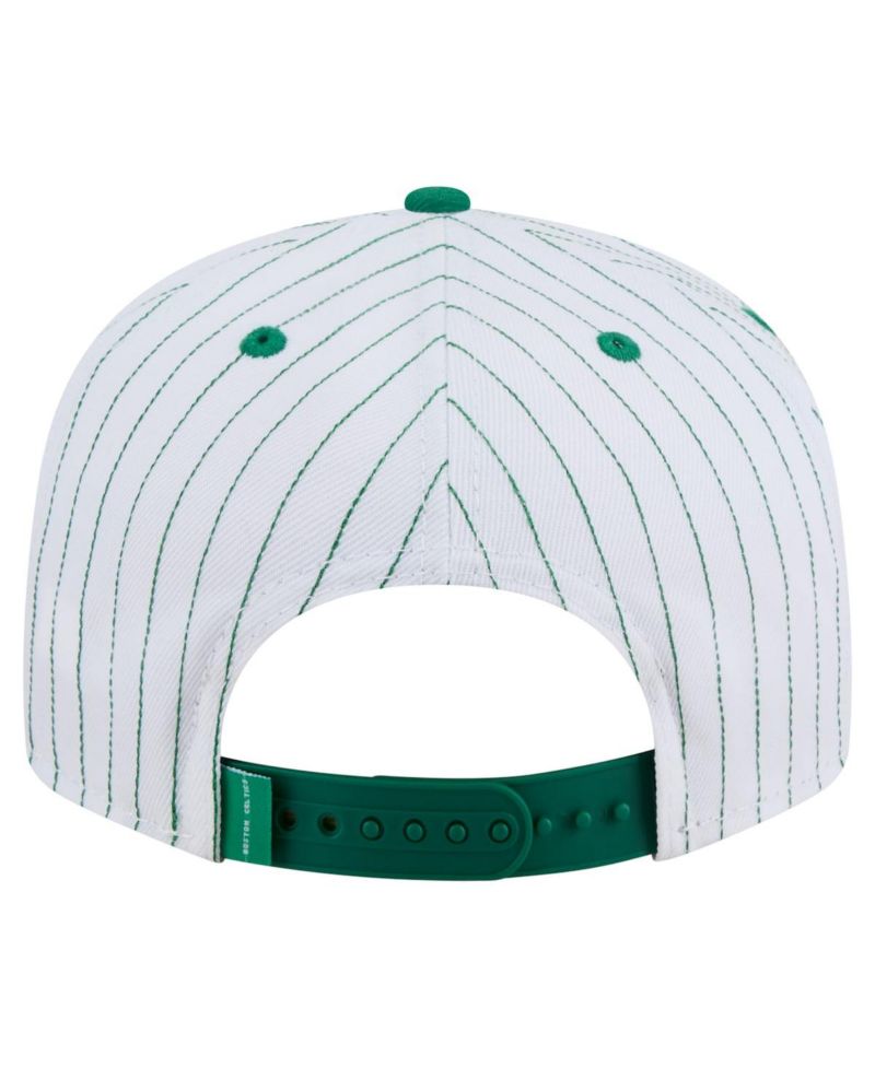Men's White Boston Celtics Deceptor Pinstripe 9FIFTY Snapback Hat