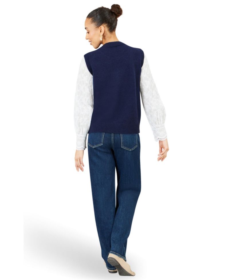 Women's Crewneck Floral Sleeveless Sweater Vest