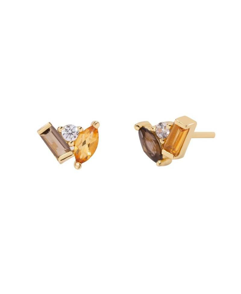 Seraphina Citrine Smoky Quartz Stud Earrings