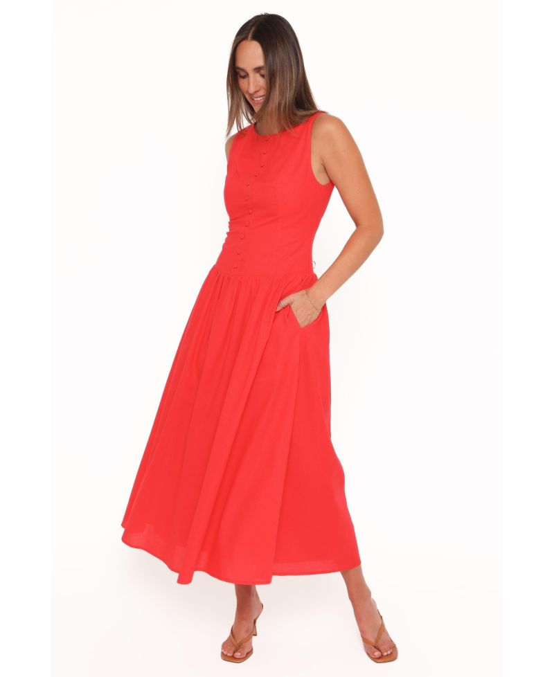 Women's Evie Drop-Waist Boat-Neckline A-Line Dress