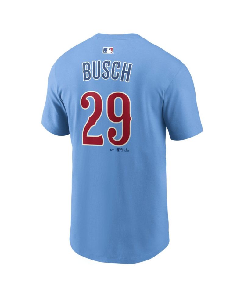 Men's Michael Busch Light Blue Chicago Cubs Name & Number T-Shirt