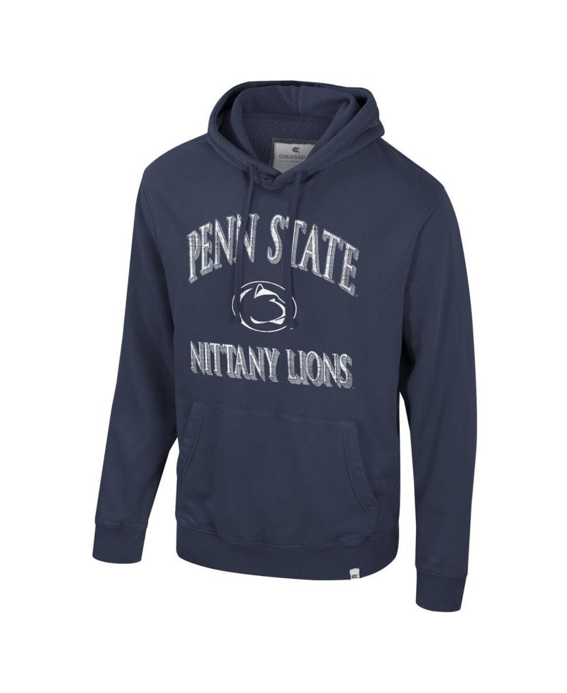 Men's Navy Penn State Nittany Lions Big & Tall Cap E-Tan Pullover Hoodie