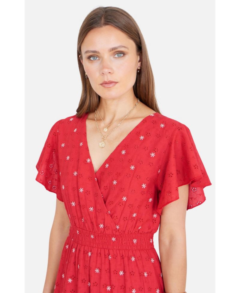 Women's Broderie Anglaise Wrap Midi Dress