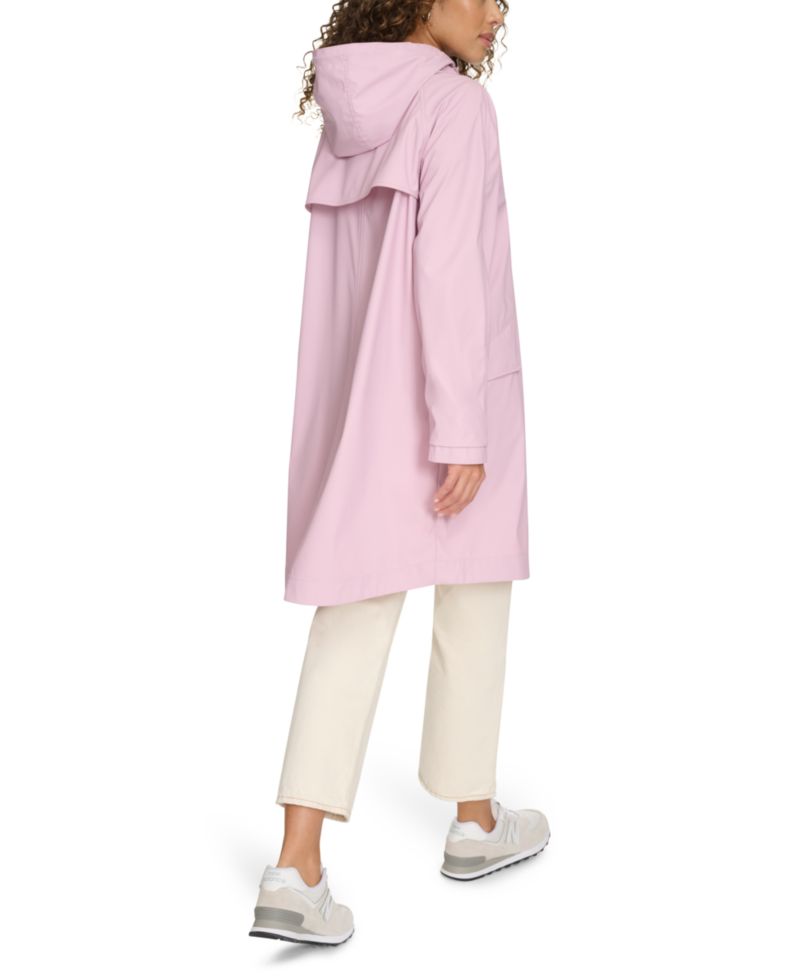 Plus Size Raglan-Sleeve Hooded Rain Jacket