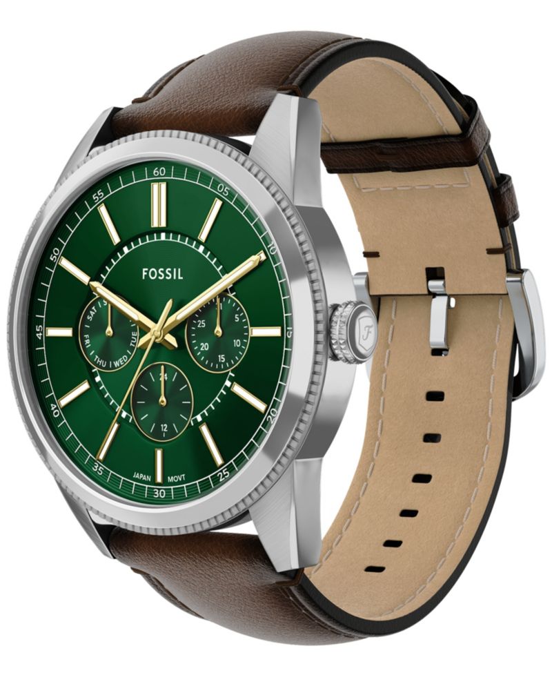 Men's Pearson Multifunction Brown Leather Watch, 42mm