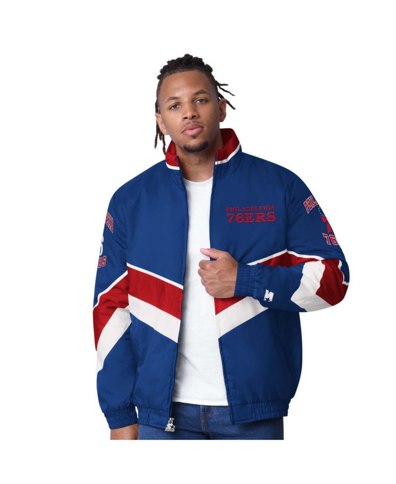 Men's Royal Philadelphia 76ers Captain Oxford Full-Zip Jacket