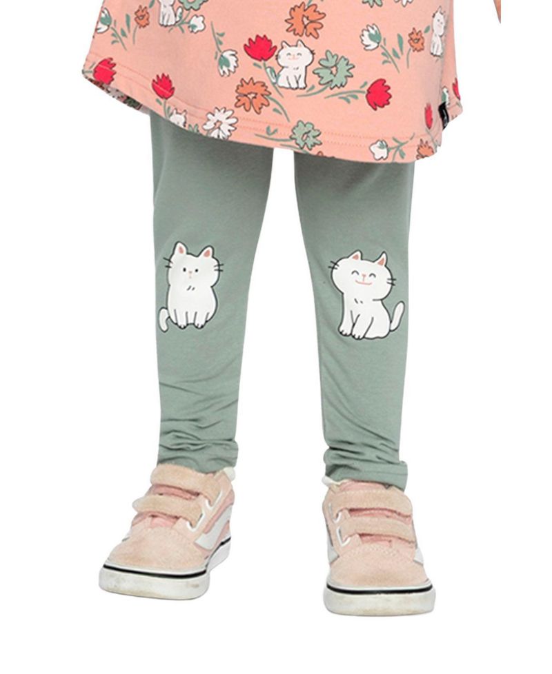 Little and Big Girl(6-8) Cotton Leggings Sage