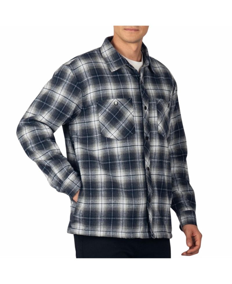 Men's Josh Plaid Fleece-Lined Snap-Button Flannel Shirt Jacket