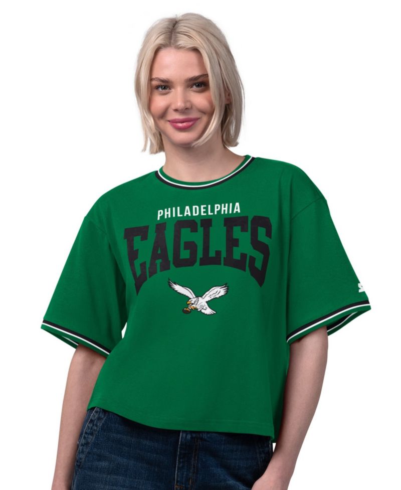 Women's Kelly Green Philadelphia Eagles Vintage Ace Cropped T-Shirt