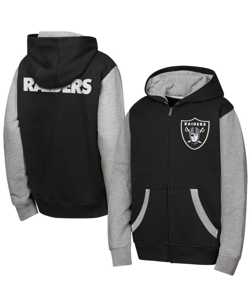 Big Boys and Girls Black Las Vegas Raiders Stadium Color block Full-Zip Hoodie