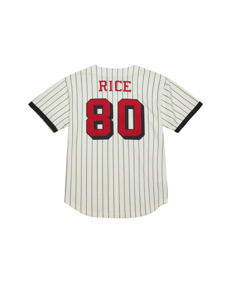 Men's Jerry Rice Cream San Francisco 49ers Name & Number Mesh Button-Up Baseball Jersey