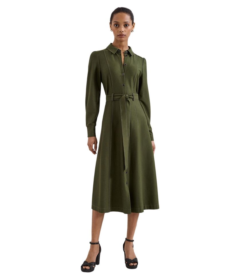 Women's Avelyn Long Sleeve Belted Midi Shirt Dress