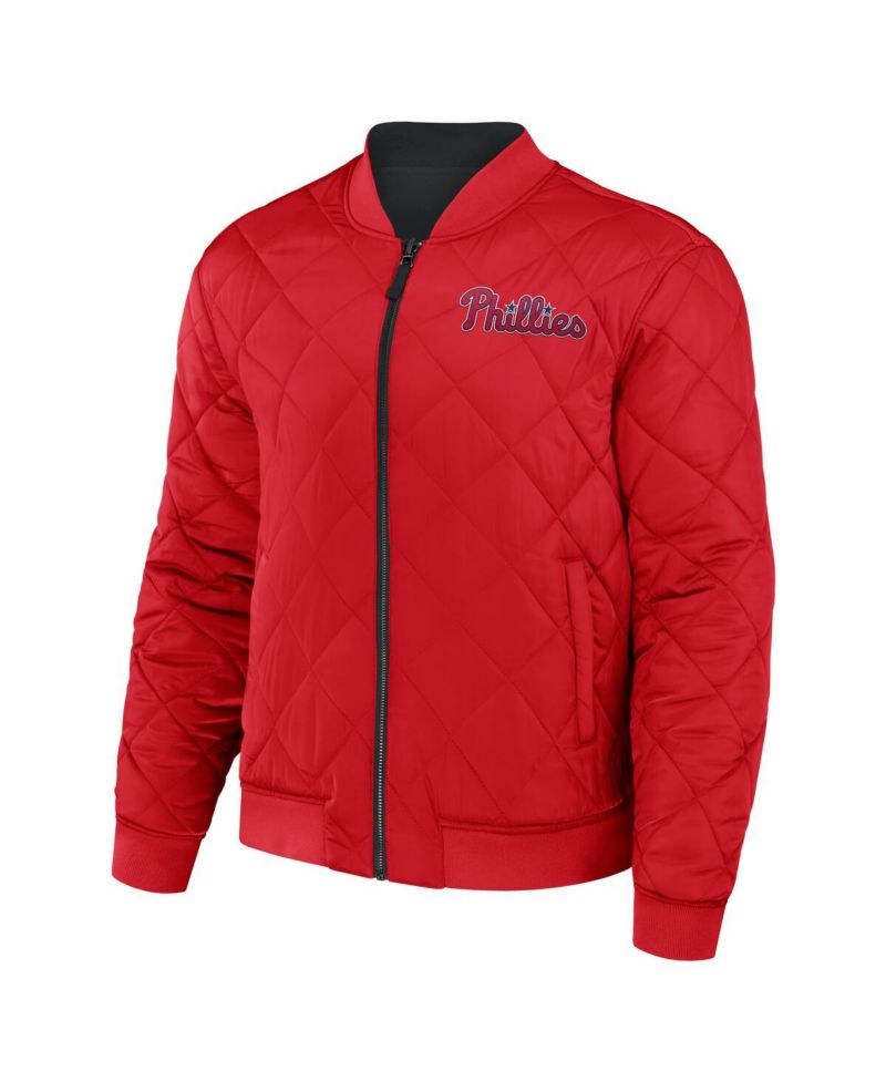 Men's Darius Rucker Collection by Black, Red Philadelphia Phillies Reversible Full-Zip Bomber Jacket