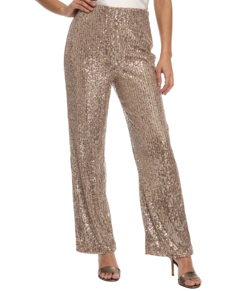 Women's Pull-On Wide-Leg Allover-Sequin Pants
