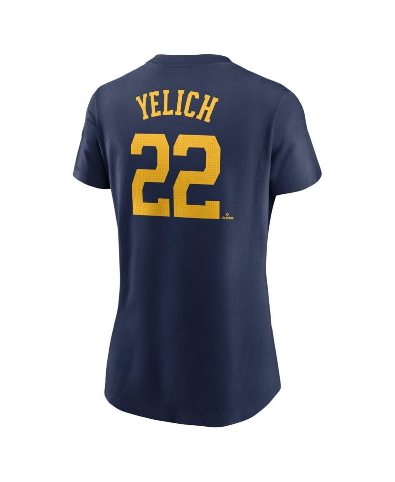 Women's Christian Yelich Navy Milwaukee Brewers Fuse Name & Number T-Shirt