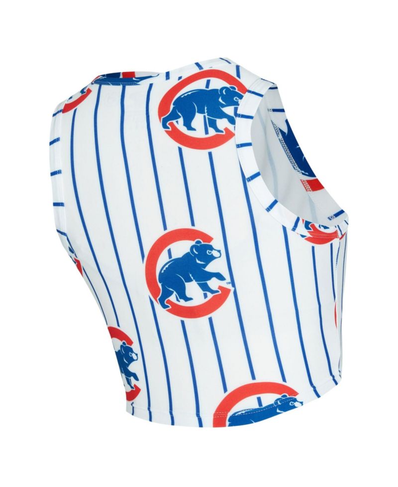 Plus Size Chicago Cubs Pinstripe Record Cropped High-Rise Tank Short Set, 3.5" Inseam