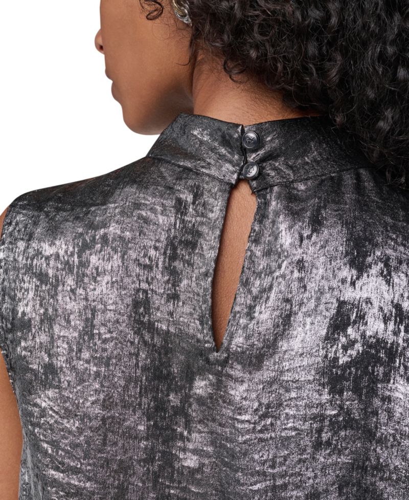 Women's Empire State Steel Mock Mock Neck Swing Cocktail Blouse