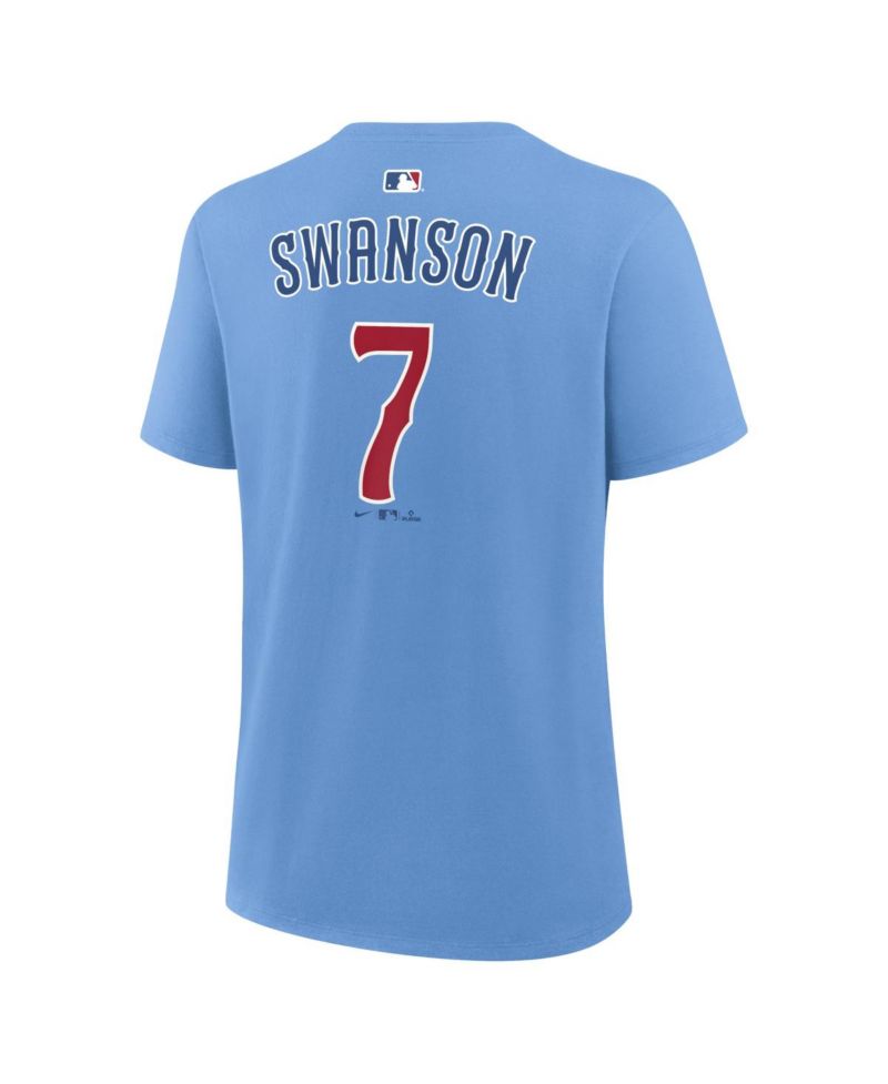 Women's Dansby Swanson Light Blue Chicago Cubs Name & Number T-Shirt