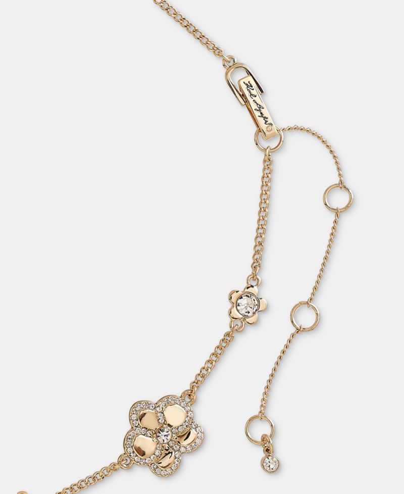Gold-Tone Pav&eacute; Orchid Collar Necklace