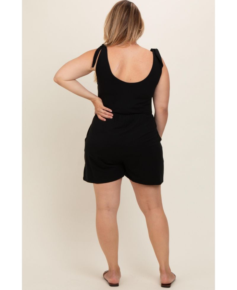 Women's Maternity Coral Knot Strap Plus Romper