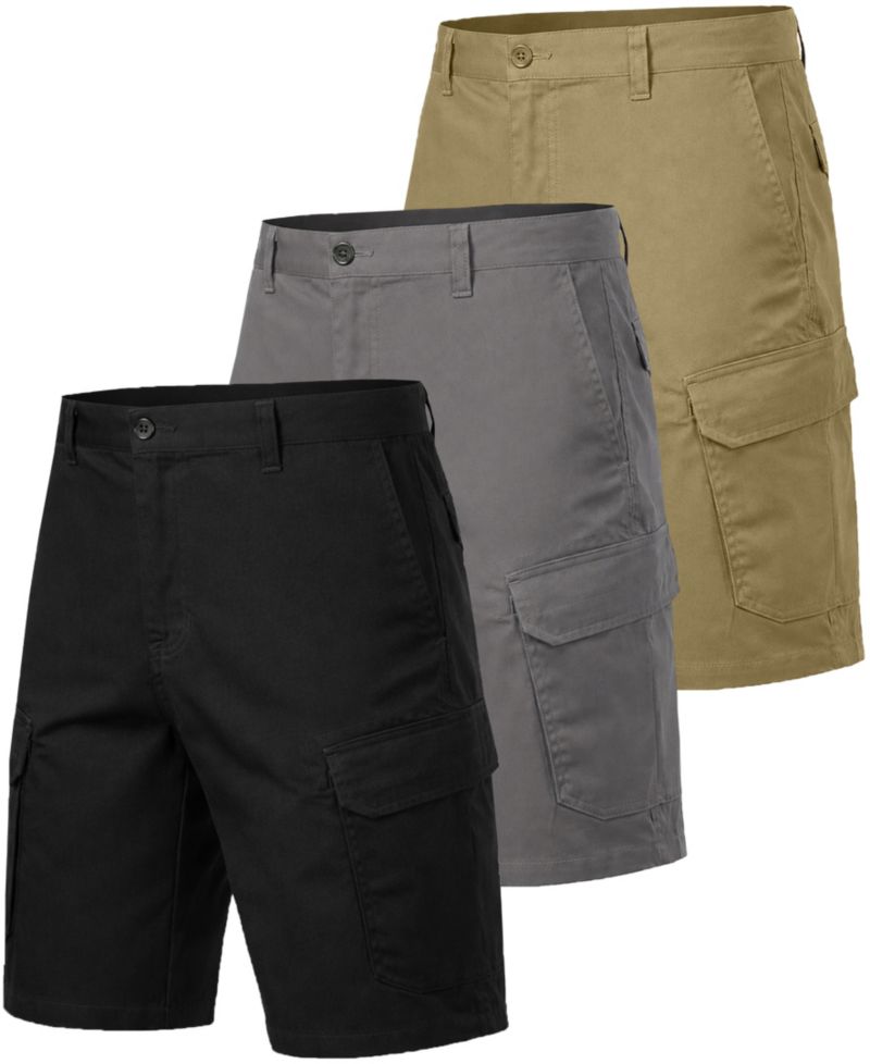 Men's Cotton Flex Stretch Cargo Shorts, 3-Pack, 11" inseam