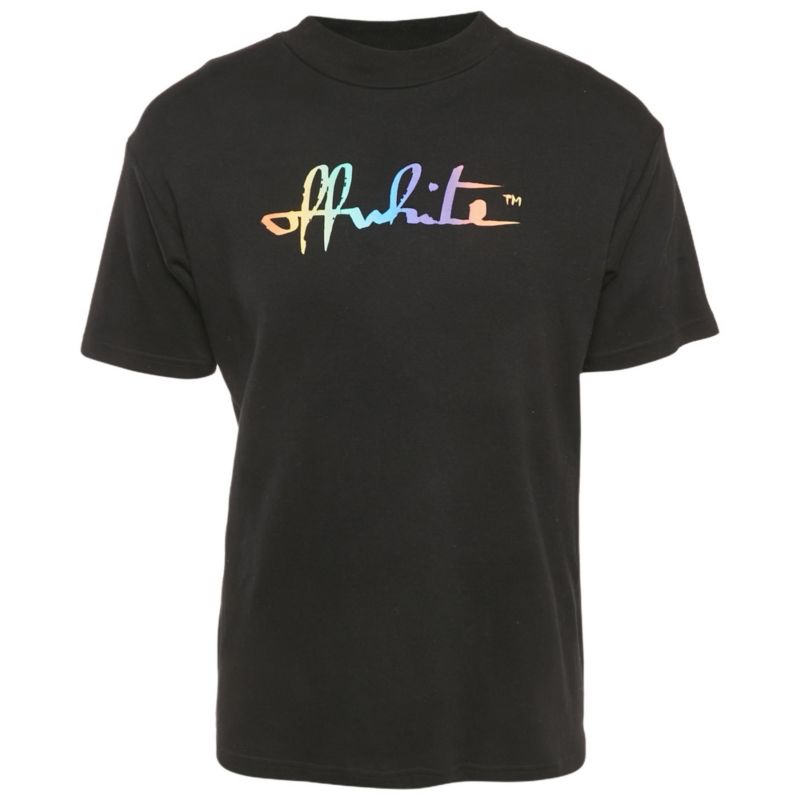 Men's Black Painted Logo Cotton Crew Neck T-Shirt