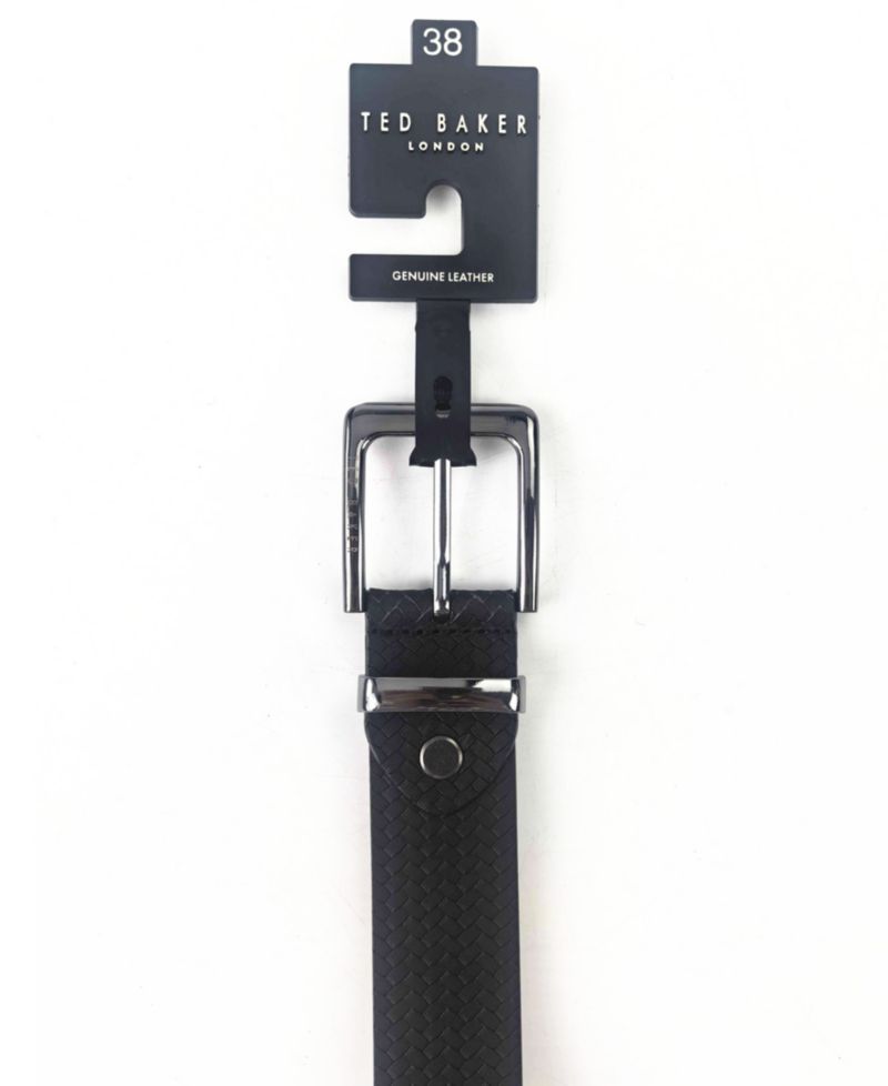 Men's Black Embossed Leather Belt