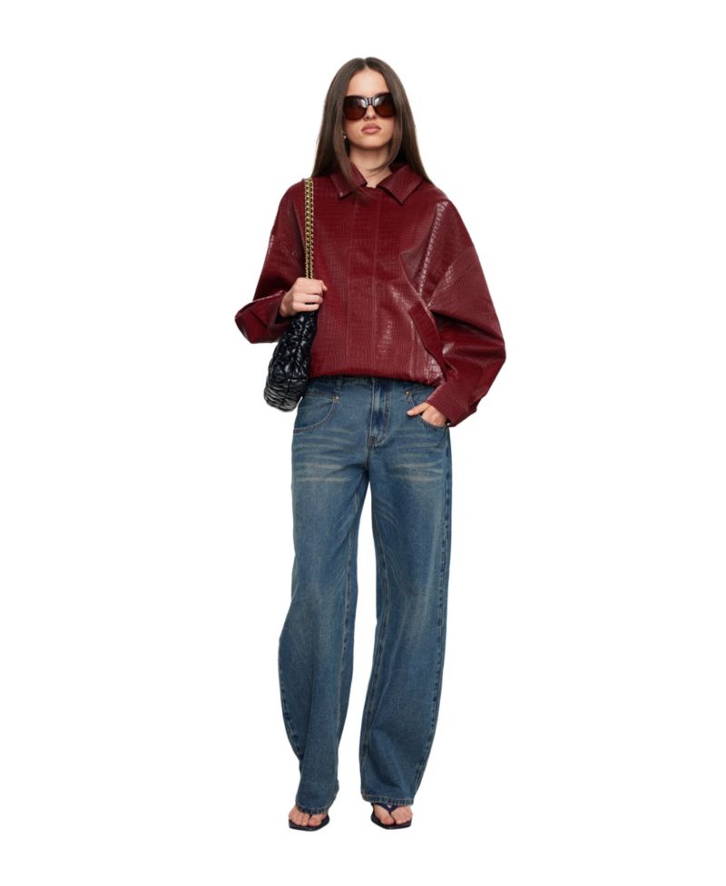 Women's Kenny Crocodile-Embossed Unlined Bomber Jacket