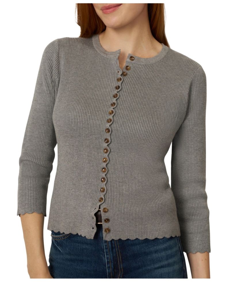 Women's Scalloped Rib Trim Cardigan