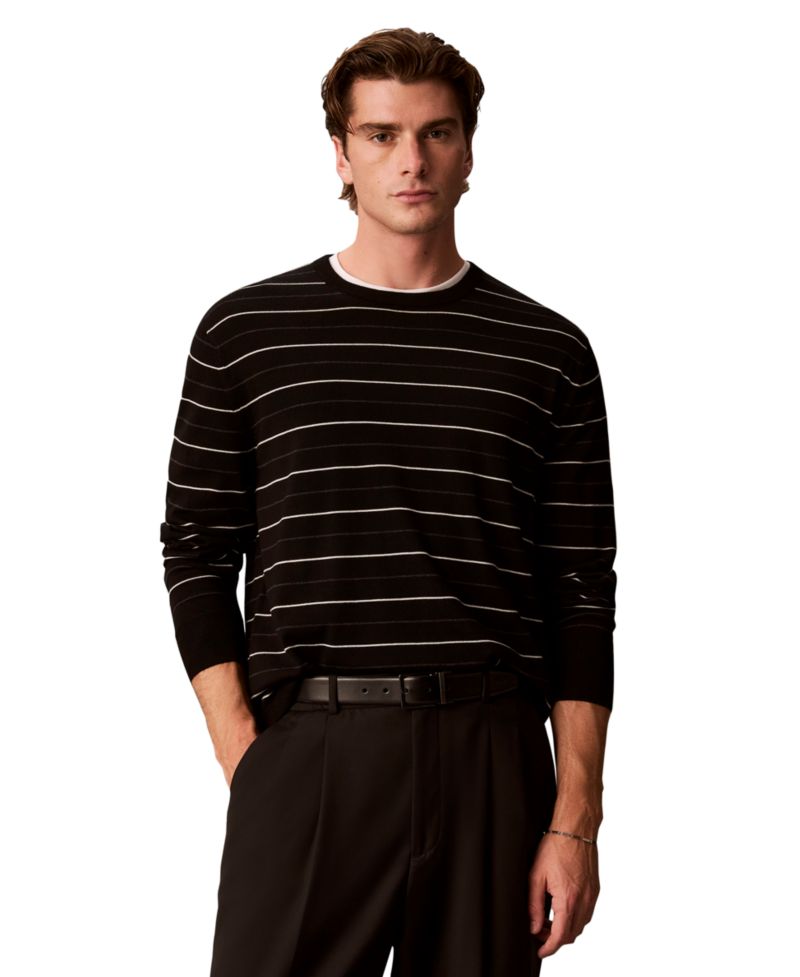 Men's Merino Stripe Lightweight Crewneck Sweater