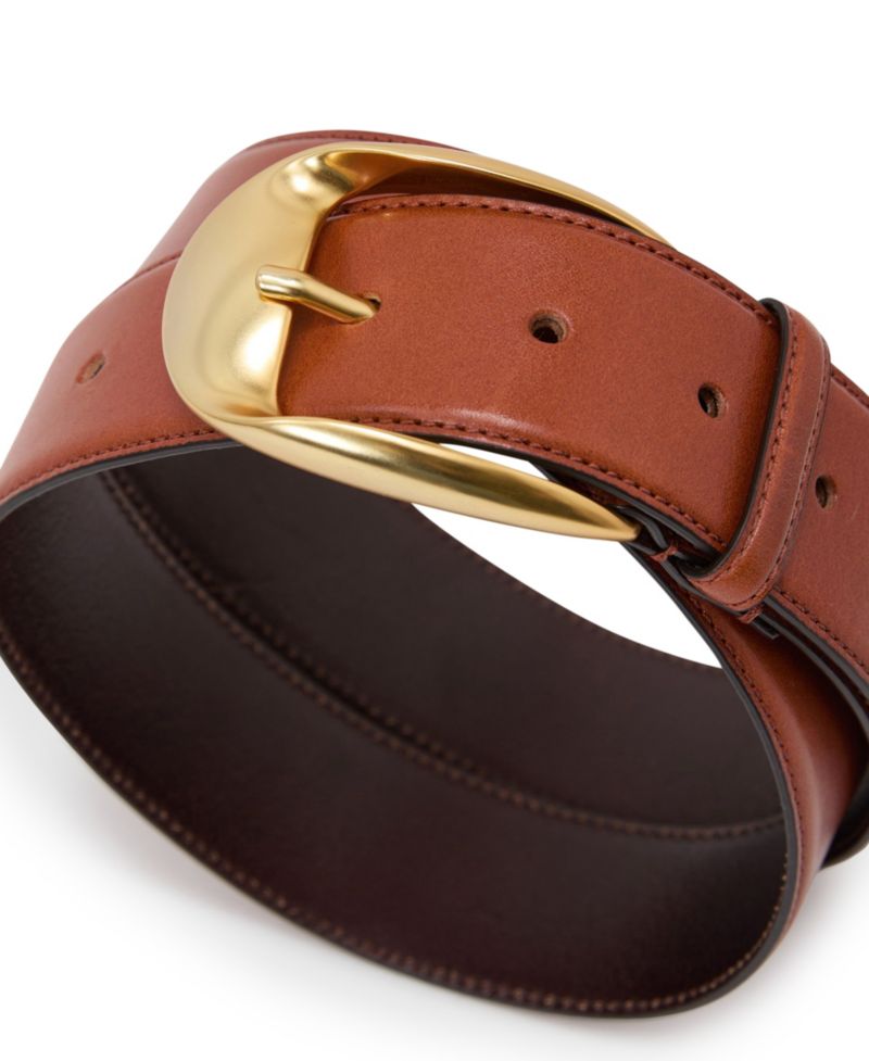 Women's Sammy Leather Round Gold Buckle Belt