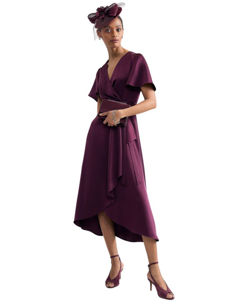 Women's Julissa Wrap Flutter-Sleeve Midi Dress