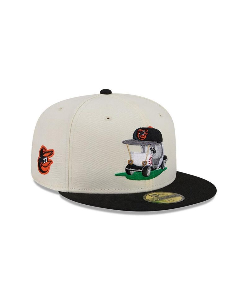 Men's Cream/Black Baltimore Orioles Bullpen Cart 59FIFTY Fitted Hat
