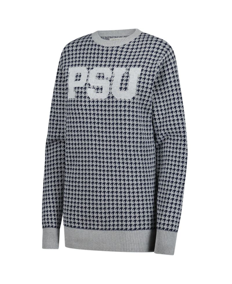 Men's and Women's Gray Penn State Nittany Lions Renew Knit Vintage Houndstooth Sweater