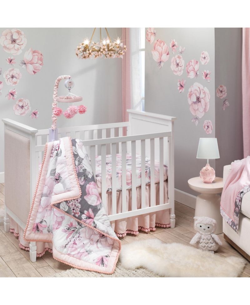 Signature Botanical Baby Pink/Gray Floral Minky Changing Pad Cover