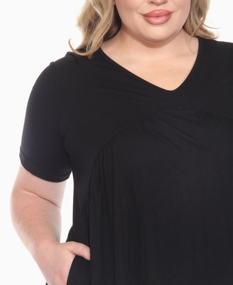 Plus Size Short Sleeve Shirred Front Knit Top