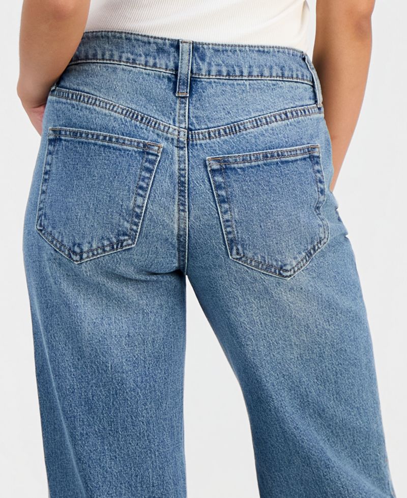 Petite High-Rise Embroidered Straight-Leg Jeans