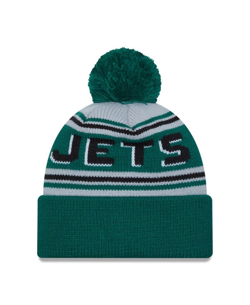 Men's Green New York Jets Main Cuffed Knit Hat with Pom