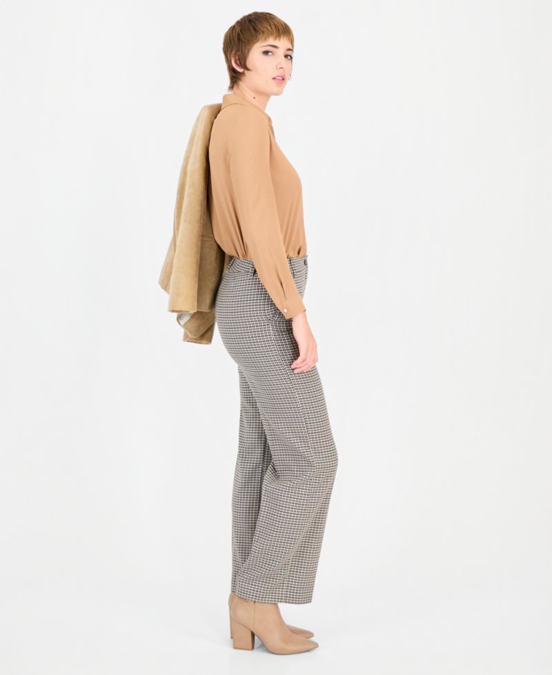 Women's Emmamato Houndstooth Straight-Leg Viscose-Blend Pants