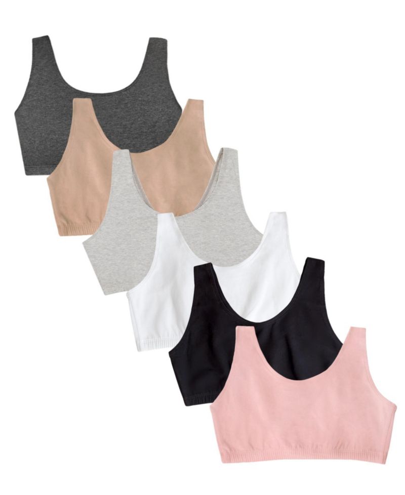 Women's Tank Style Cotton Sports Bra, 6 Pack