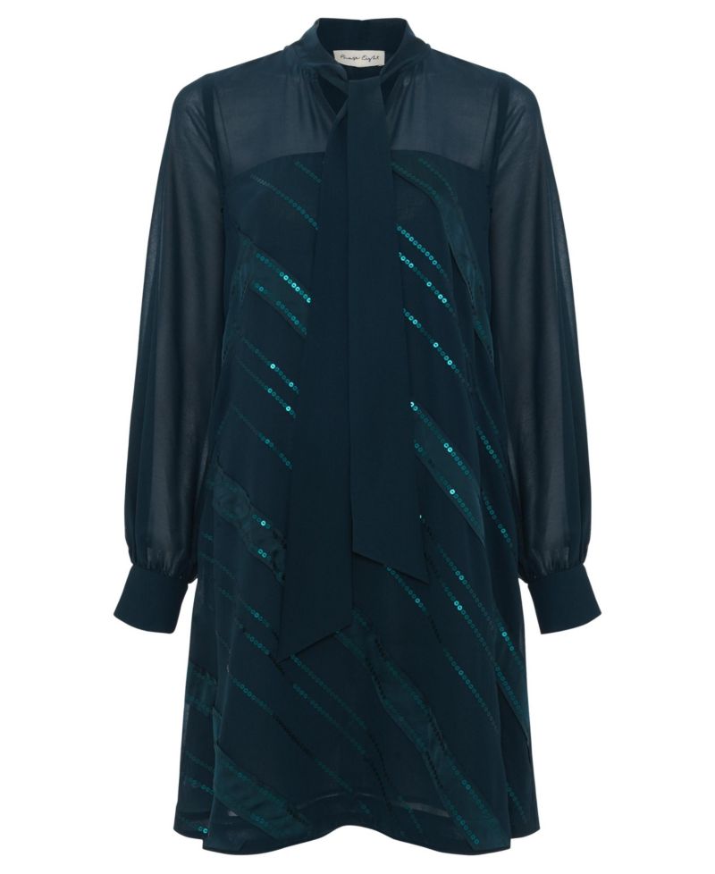 Women's Sonali Satin Embellished Long-Sleeve Dress