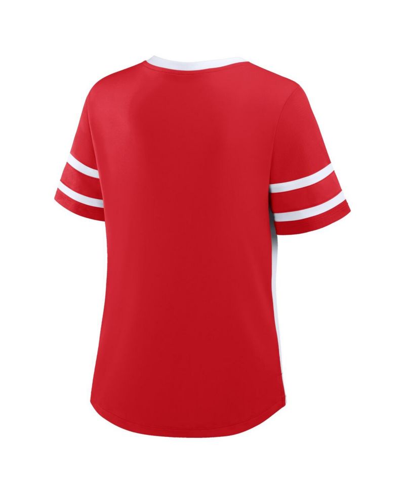 Women's Red/White Wisconsin Badgers Be Fearless Athena Lace-Up T-Shirt